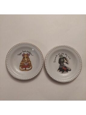 Vintage* 2 Ardalt Porcelain Dogs Playing Cards Coasters